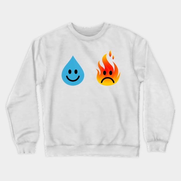 Water N Fire smile and sad Crewneck Sweatshirt by YellowLion